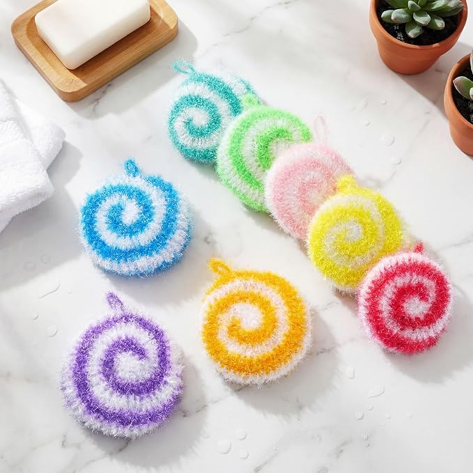 Kenning 12 Pcs Dish Scrubber Non Scratch Dish Washing Scrubbers Reusable Household Cleaning Kitchen Tools for Dishwashing Washing Dishes Cookware Tubs Sinks (Candy)