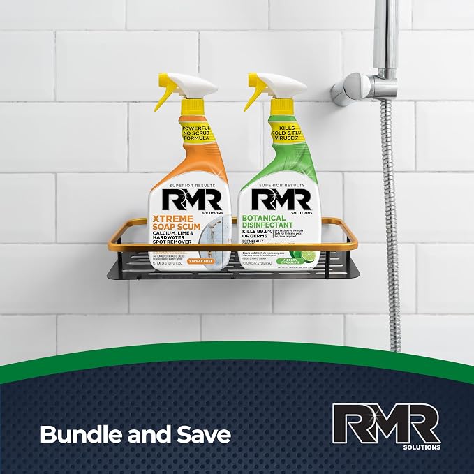 RMR Fresh Start System – Xtreme Soap Scum Remover + EPA-Registered Botanical Disinfectant Cleaner, Bathroom Cleaning & Disinfecting Bundle for Shower, Tub, Tile & Surfaces, 2–32 Oz Bottles