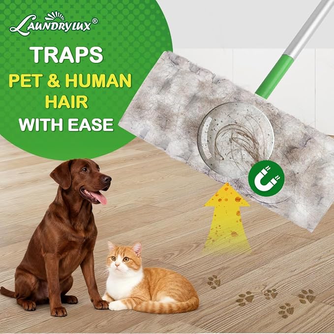 LAUNDRYLUX Heavy Duty Dry Sweeping Cloths Refills Compatible with Swiffer Sweeper, Multi Surface Pet Dry Pads Refill, Floor Cleaner for Dust, Hair, Dirt, Disposable Duster Mop Pad - 100 Count