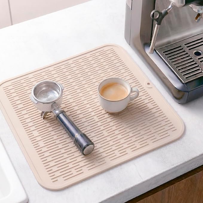 MicoYang Silicone Dish Drying Mat for Multiple Usage,Easy clean,Eco-friendly,Heat-resistant Silicone Mat for Kitchen Counter or Sink,Refrigerator or Drawer Liner Tapioca XL 18 inches x 16 inches