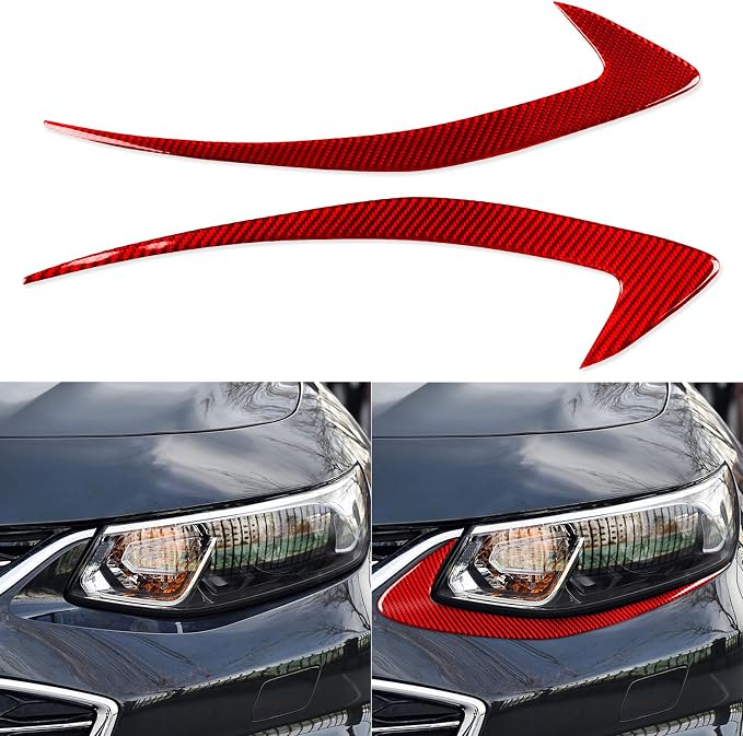 Real Carbon Fiber Trim for Chevy Malibu 9th Gen Accessories | for 2016-2024 Headlight Eyebrow Eyelids Strips Sticker Exterior Thick Overlay Decal