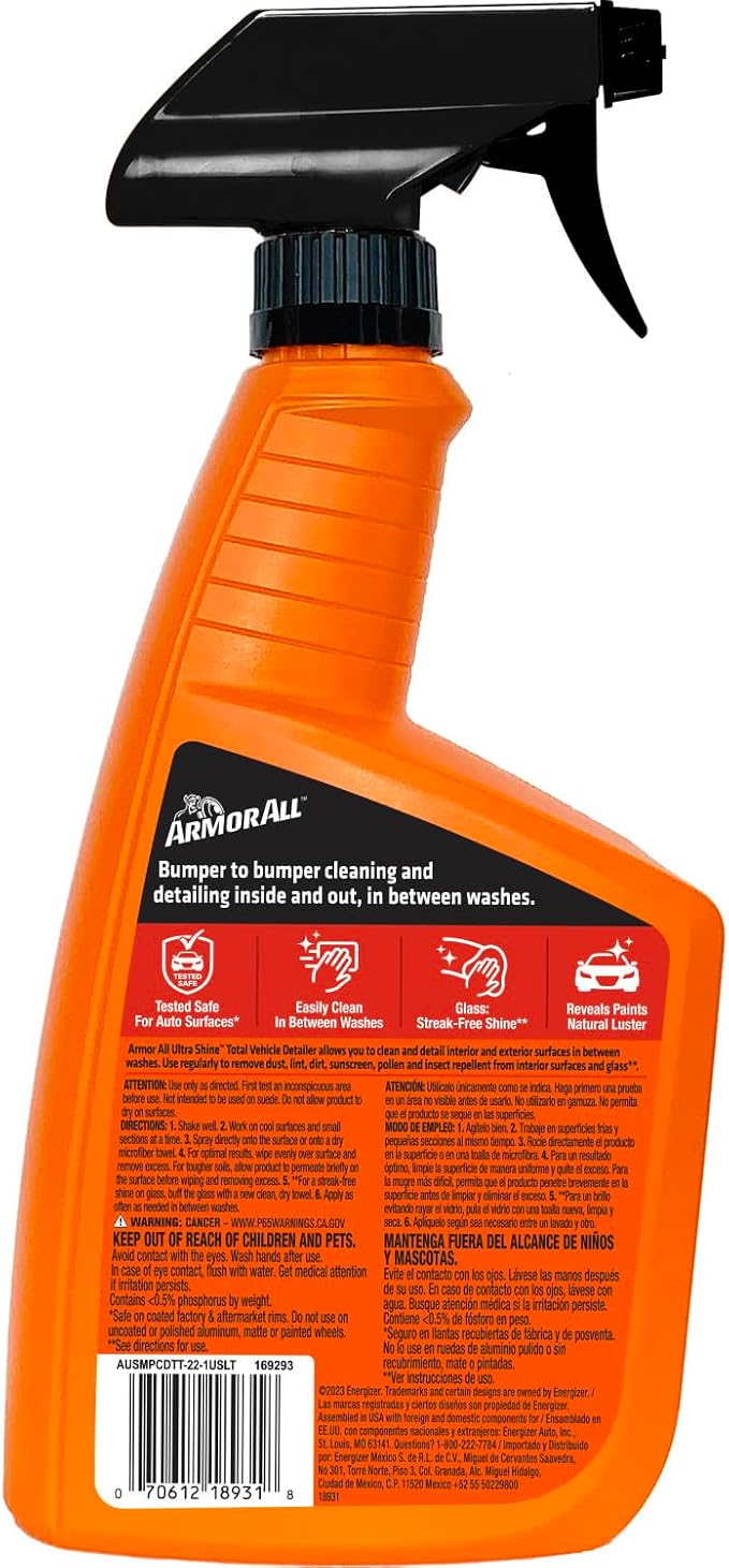 Armor All Ultra Shine Total Vehicle Detailer by Armor All, Car Detailer Spray for Interior and Exterior Use, 22 Fl Oz