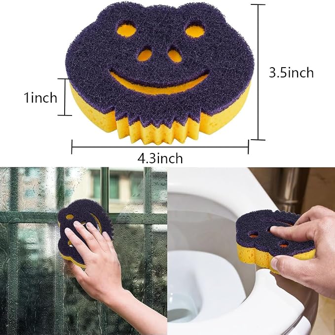 12 Pack Frog Dual-Sided Multi-Functional Premium Cleaning Sponges,Scrub Sponges,Dishwashing Sponge for Heavy Duty Scouring Pads,Kitchen,Furniture,Dish,Bathroom