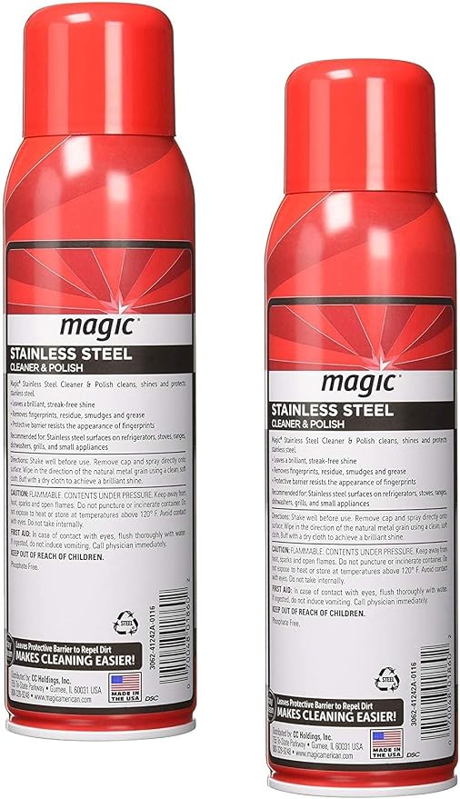 Weiman Magic Stainless Steel Cleaner Aerosol, 17 Ounce (2 Pack)