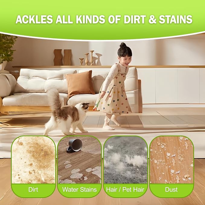 6 Pack Reusable Mop Pads Compatible with Swiffer Sweeper, Dry Sweeping Cloths & Wet Mopping Cloths - Microfiber Mop Pads for Hardwood Floors, Floor Cleaning, Wood Floors (Fluorescent Green)