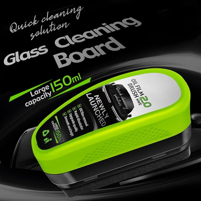 Automotive Oil Film Cleaning Brush for Car Windows,Glass Oil Film Remover for Car Glass Guard,2026 Upgrade 2.0 Cleaning Doard, 150ml Universal Clear vision Glass windshield Cleaner (1PCS)
