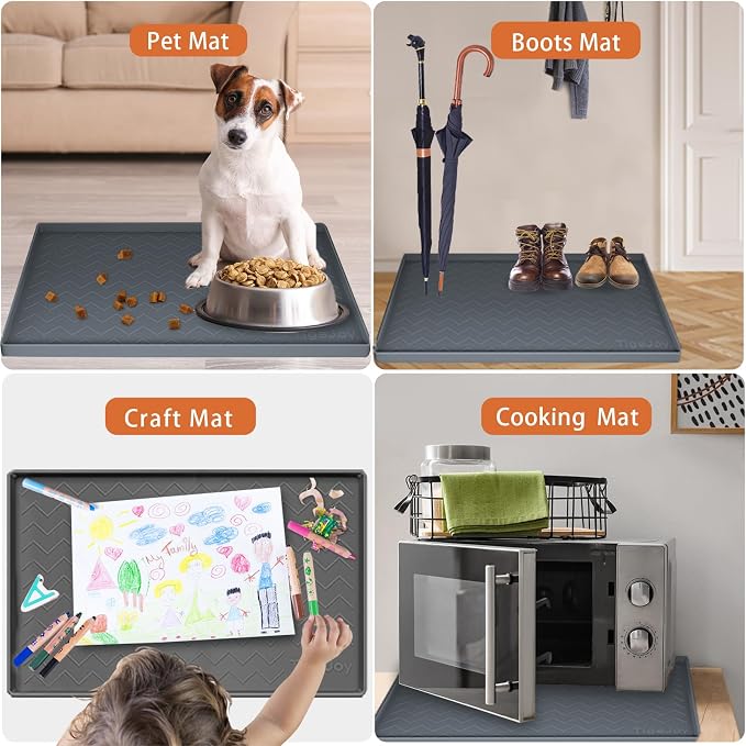 TigeJoy Under Sink Mat 28" x 22", Silicone Mats in Kitchen Bathroom Organizers and Storage, Waterproof Protector for Drawer Shelf and Cabinet Liner, Flexible Drip Tray