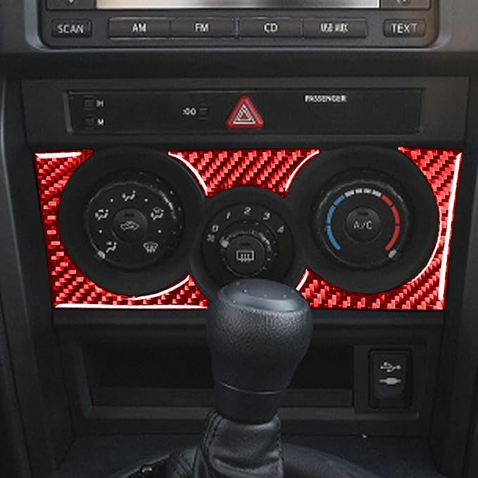 Red Real Carbon Fiber Car Air Conditioner A/C Control Button Trim Stickers Decals Compatible with Scion FR-S 2013 2014 2015 2016 / Toyota 86 2017 2018 2019 2020 Accessories