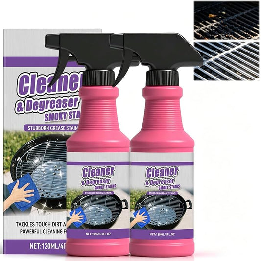 2PCS Fast Acting Heavy Duty Grill Degreaser Spray, Heavy Duty BBQ Grill Degreaser, Multi Functional Grease Remover for Outdoor Grills, Stubborn Splatters for Kitchen, Easy Off Oven Cleaner for Home