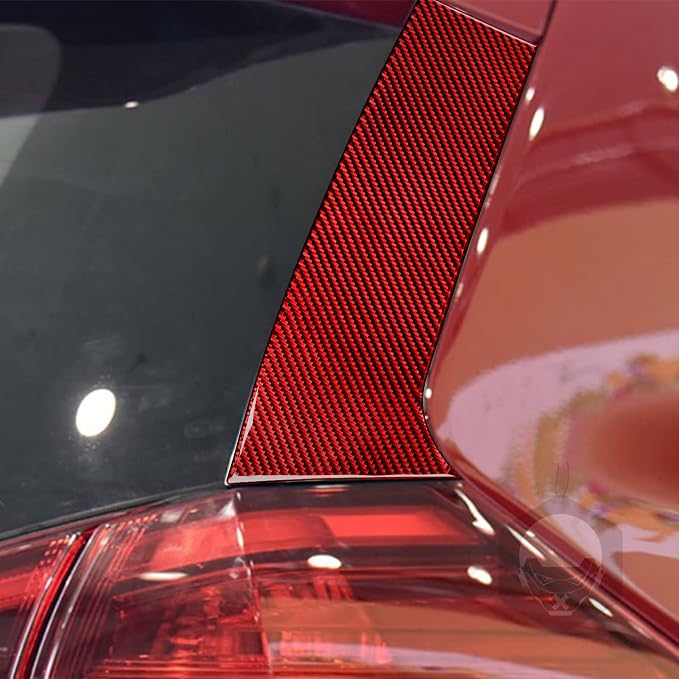 Red Real Carbon Fiber Trim for Nissan Rogue Accessories | for 2014-2020 / Rogue Sport 2017-2022 C-Pillar Decor Sticker Interior Thick Overlay Decal