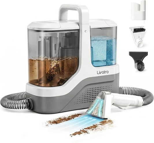Livatro Portable Carpet Upholstery Cleaner Machine with 2.3L+1.3L Dual Tank | 600W 16kPa Powerful Suction Deep Cleaning Spot Cleaner Shampooer, for Pet Stain Rug Stair Couch Sofa Handheld Cleaner