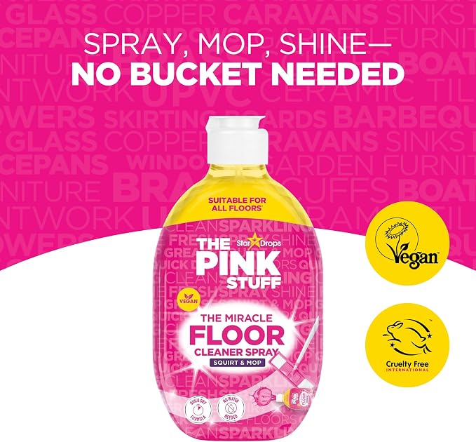 Stardrops The Pink Stuff The Miracle Floor Cleaner Spray – Squirt & Mop Formula for Sparkling Clean Floors – Fast Drying,Streak-Free Finish,Fresh Fragrance,25.3 fl oz,(Pack of 2)