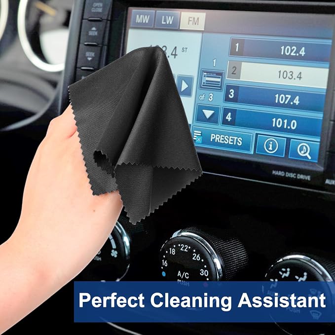 Frienda 12 Pack Large Microfiber Glass Cleaning Cloths 12 x 12 Inch Oversized Sunglasses Cleaning Cloths for Electronics Glasses Screens and Lenses (Black,Light Gray)