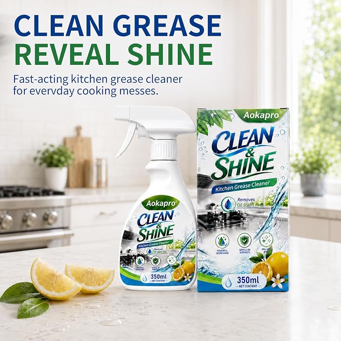 Kitchen All Purpose Cleaner and Degreaser, Oven and Stove Top Cleaner | Greasekiller Spray, 12.5oz for Kitchen Cleaner, Oil Stain Remover for Countertops, Ovens, Appliances, BBQ, Lemon,Ready to Use