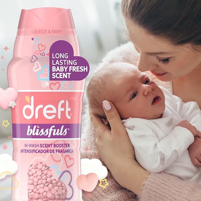 Dreft Blissfuls In-Wash Laundry Scent Booster Beads, Baby Fresh Scent, 18.2 oz (Pack of 2)