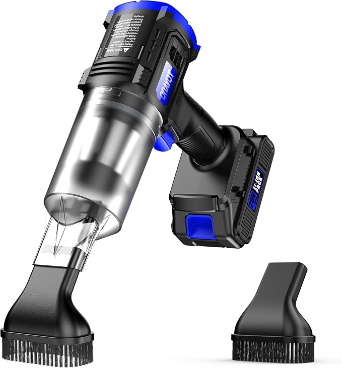 Car Vacuum Cordless, 35000PA Strong Suction Handheld Vacuum with 2 Detachable Batteries, 60Min Runtime Portable Vacuum Cleaner for Car Detailing, Pet Hair, Home Couch & Office, 350ML XL Dust Cup