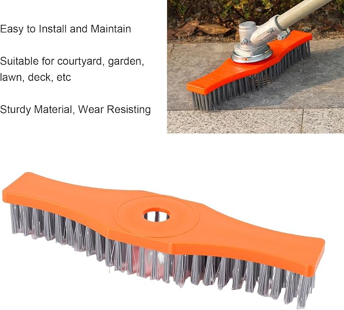 WALFRONT Deck Scrub Brush Outdoor Floor Scrub Brush Heavy Duty Anti Stick Nylon Material for Lawn Patio Driveway Tile Concrete Cleaning