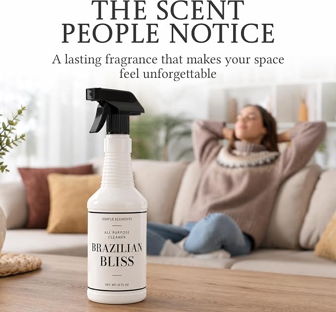 All Purpose Cleaner Spray - Luxury Perfume Inspired Multi Surface Cleaner for Kitchen, Bathroom, Countertops, Appliances, Removes Grease and Grime, Long Lasting Fragrance, Brazilian Bliss, 16oz