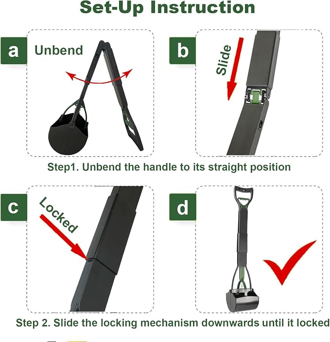ienjoyed Dog Pooper Scooper for Large Medium & Small Dogs Heavy Duty,Long Handled Dog Poop Scooper for Grass,Durable Dog Poop Pick Up Tool (Dark Green)