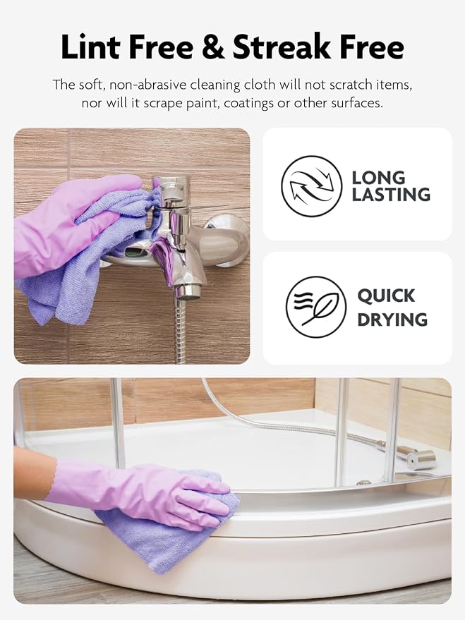 Fantasticlean Microfiber Cleaning Cloth Roll- 75 Sheets, 12"x12" (Lavender) | Super Absorbent, Lint-free, Tear-away Microfiber Towel Roll, for All-Purpose Cleaning, Reusable Alternative to Paper Towels