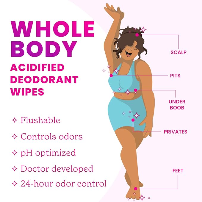 Lume Acidified Deodorant Wipes - 24 Hour Odor Control - Whole Body Deodorant Wipes - Aluminum Free, Baking Soda Free, Skin Loving - Flushable - 45 Count - 2 Pack (Soft Powder)