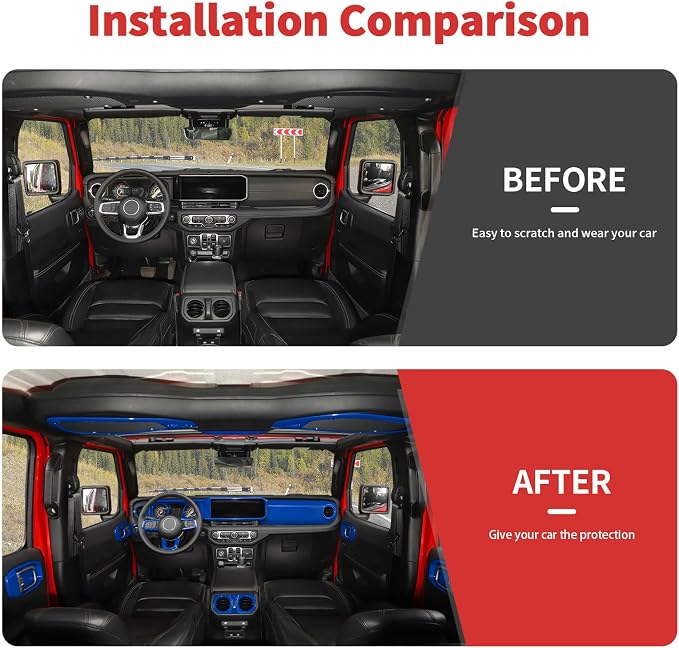21PCS Full Set Interior Trim Kit for 2024-2026+ Jeep Wrangler JL JLU & Jeep Gladiator JT, Dashboard Side Outlet Door Handle Bowl Headlight Switch Roof Reading Light Cover (Blue)