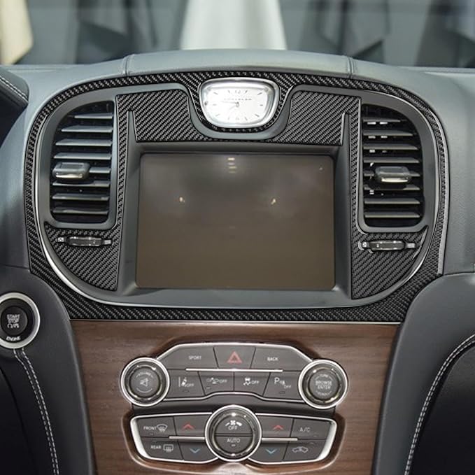Real Carbon Fiber Trim for Chrysler 300 Accessories | for 2015-2023 300C 300S Limited/Touring Center Console Navigation Panel Sticker Interior Thick Overlay Decal