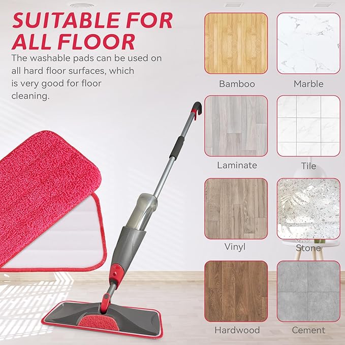 Replacement Microfiber Mop Pad for Rubbermaid Reveal Spray Mop - 8 Pack 16.5" Wet & Dry Floor Cleaning Refills Reusable Fit for Any Microfiber Reveal Flat Mop