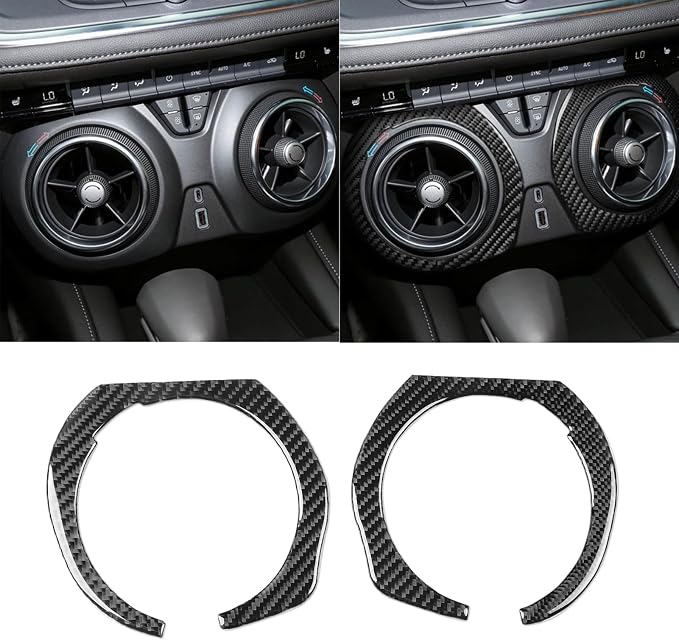 Central Console Air Vent Surround Fit for Chevrolet Blazer 2019-2025 | for L/LT/RS/Premier | Real Carbon Fiber | Accessories | Stickers | Thick Overlay | Anti-scratch