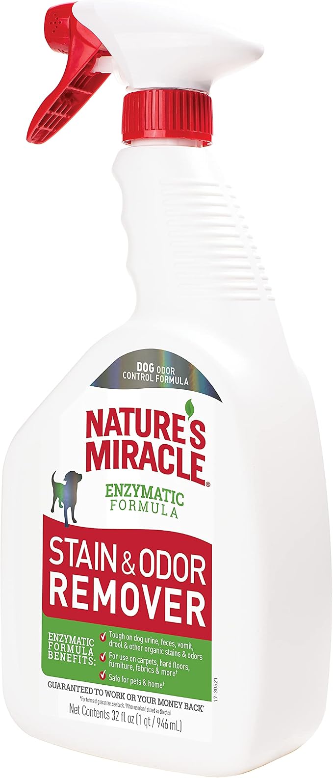 Nature’s Miracle Stain and Odor Remover Dog, 32 Ounces, Everyday Mess Enzymatic Odor Control Formula (Pack of 2)