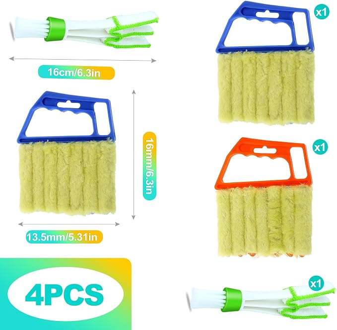 4 Pack Blind Cleaner Duster Tool, 7-Finger Window Blind Cleaner for Wood & Vinyl Blinds, Mini Blinds Cleaner Tool