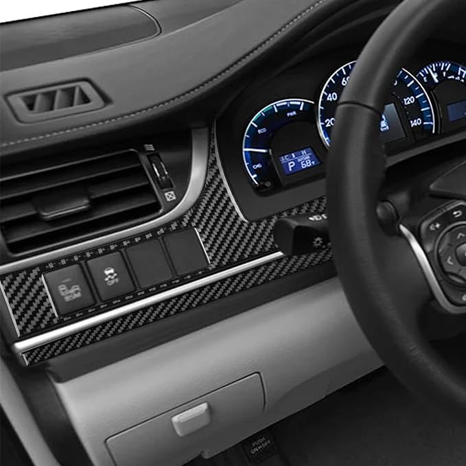 Real Carbon Fiber Trim for Toyota Camry Accessories | for 2012 2013 2014 Headlight Control Switch Panel Sticker Interior Thick Overlay Decal