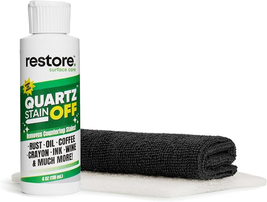 Quartz Stain Off – Quartz Countertop Stain Remover Cream & Deep Cleaner | Removes Coffee, Water, Grease & Food Stains | Non-Abrasive, Scratch-Free