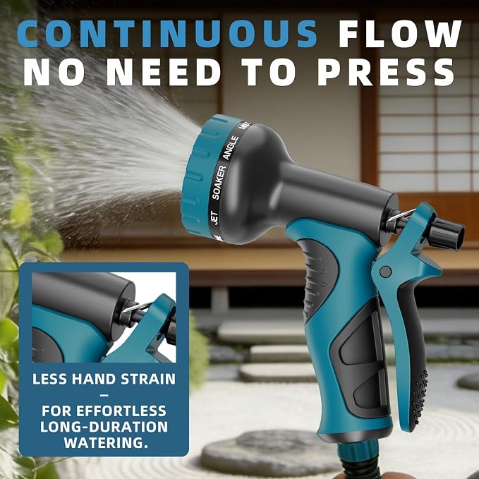 Besiter Garden Water Hose Nozzle, Water Spray Nozzle with 10 Spray Modes Suitable for Watering Plants, Iawns and Gardens, Car Washing, Cleaning, Showering Pets and Outdoor Fun, Blue