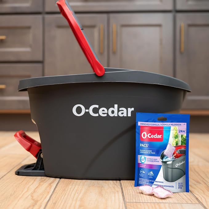 O-Cedar PACS Hard Floor Cleaner, Lavender Scent 24 Count (1-Pack) | Made with Naturally-Derived Ingredients | Safe to Use on All Hard Floors | Perfect for Mop Buckets