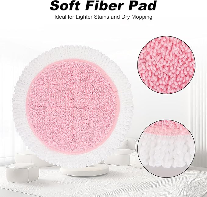 Electric Mop Pads, 6.3in Heavy Scrub Spin Mop Pads for Most Cordless Electric Spin Mop, Round Mop Replacement Pads for Floor Cleaning(8 Pack)