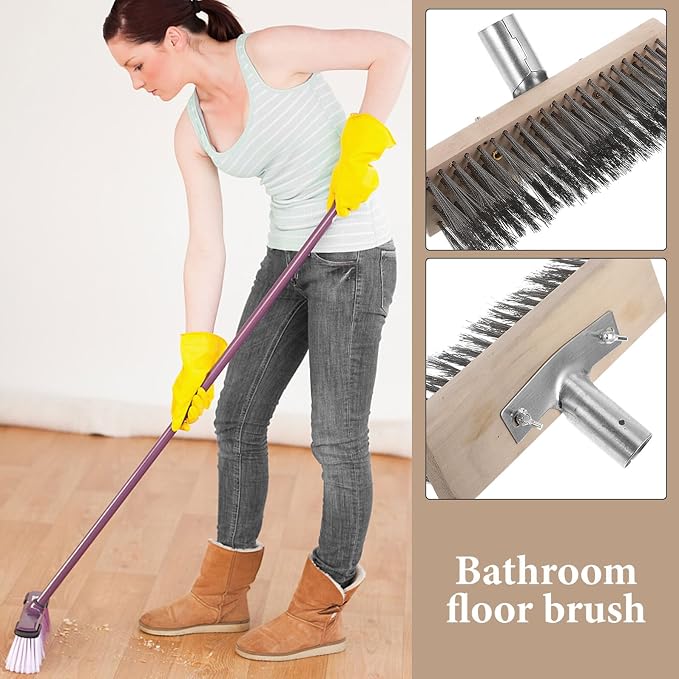 Heavy Duty Stainless Steel Wire Scrub Brush 20cm Head Outdoor Removal Floor for Garden, Garage, and Rough Surface Cleaning