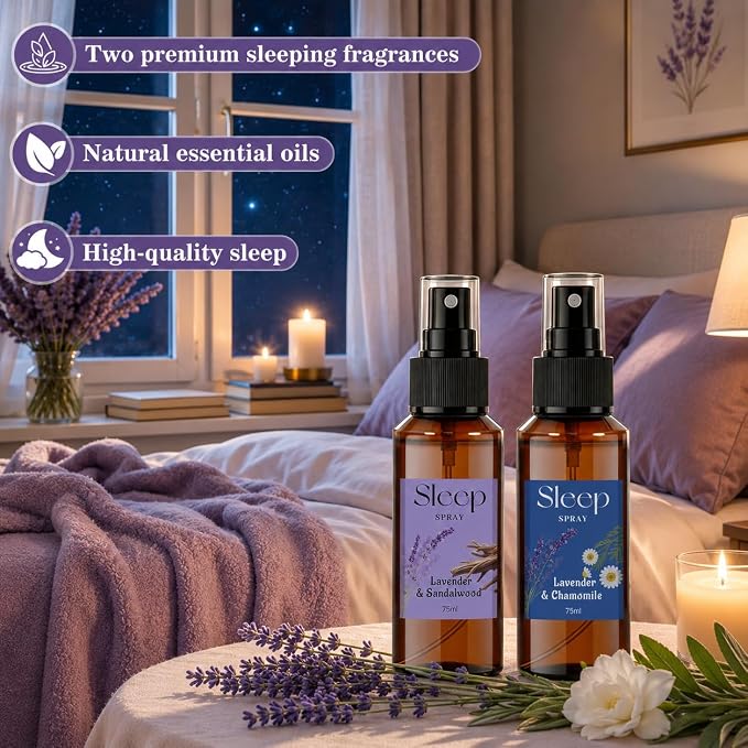 SCENTORINI Sleep Spray, 5.07 oz Pillow Spray with Lavender Essential Oil | Lavender & Sandalwood, Chamomile Scent for Sleep Relaxing, Pillow Mist for Bedding, Sheets Liners, Room Spray Air Freshener