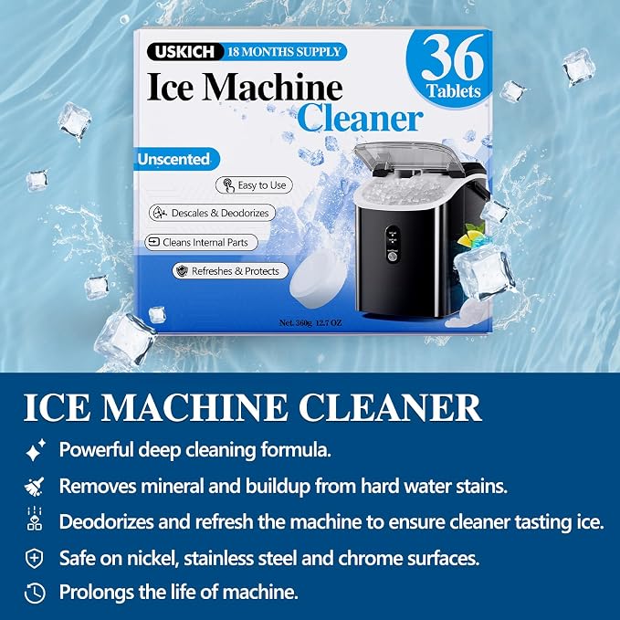 Ice Machine Cleaner Descaler Tablets-36Pack Ice Maker Cleaner | Compatible with Frigidaire, Opal, GE Profile, Kitchenaid, Nickel Safe Scale Remover for Countertop, Nugget Ice Makers