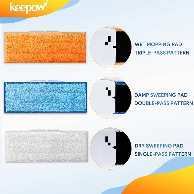 KEEPOW Braava Jet 240 Mop Pads Compatible with irobot Braava Jet 240 241 245 Robot Mop, 2 Wet Mop Pads + 2 Damp Mop Pads + 1 Dry Mop Pads | Reusable Mop Pads Compatible with iRobot Braava Jet 240/241/245 Robot Mop, 2 Wet + 2 Damp + 1 Dry Pads for All F...