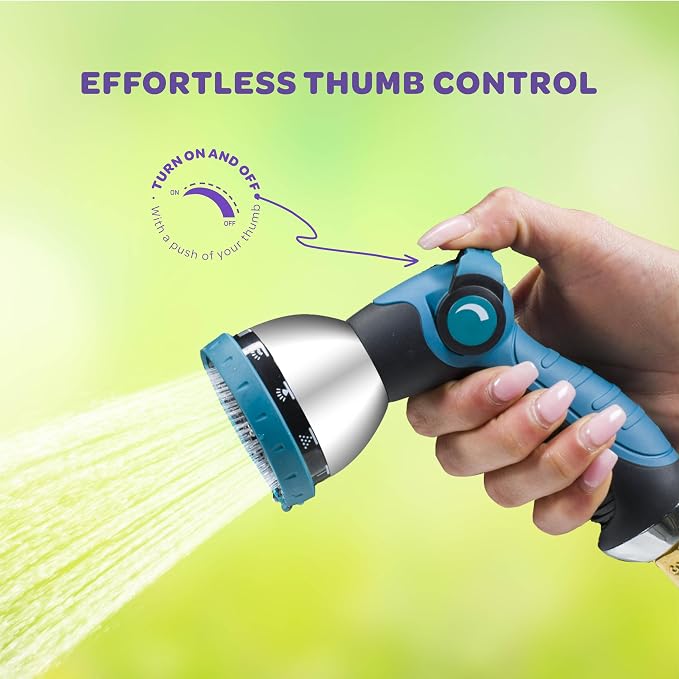 Hose Nozzle [2 Pack] Heavy Duty Hose Sprayer With 10 Adjustable Watering Patterns. Thumb Control Design, Comfortable Ergonomic Grip, Garden Hose Nozzle for Watering Plants & Lawns/Fun showers/Cleaning