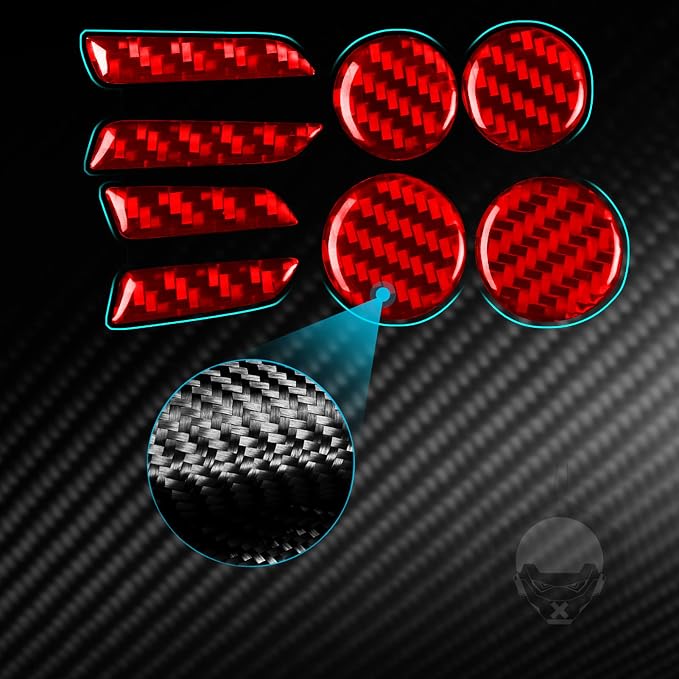 Red Real Carbon Fiber Trim for Tesla Accessories | for Model 3 2017-2022 / Model Y 2020-2024 Seat Adjustment Buttons Panel Sticker Interior Thick Overlay Decal