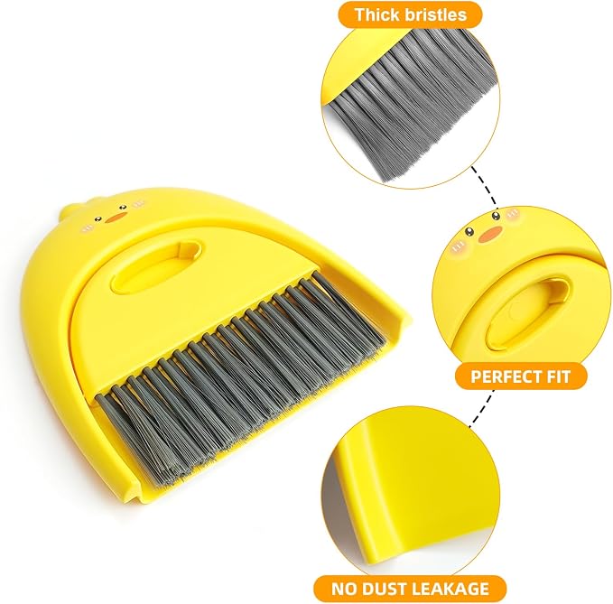 Small Broom and Dustpan Set,1pc Dust Pan and Brush Set,SUP Cute Little Yellow Duck Hand Mini Broom and Dustpan Set,Small dust pan Mini for Tabletop Debris,Keyboards&Clean Pet Cages (Duck)