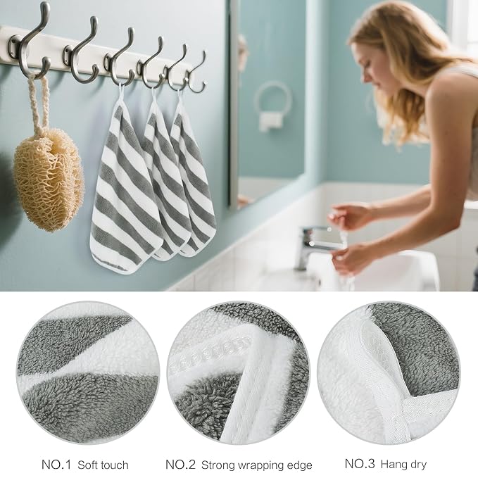 SINLAND Microfiber Facial Cloths Fast Drying Washcloth 12inch x 12inch Absorbent Face Wash Cloth Soft Makeup Remover Cloths