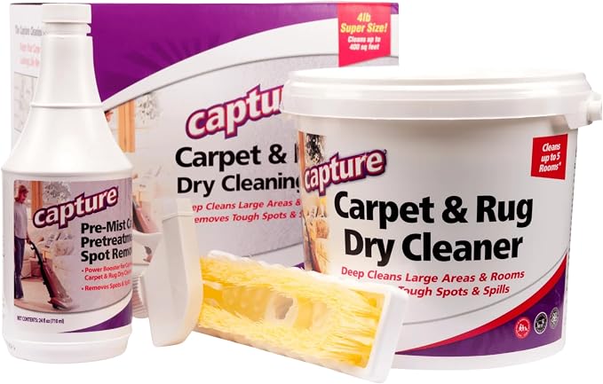 Capture Carpet Total Care Kit 400 - Carpet Deodorizer & Freshener Powder - Spot & Stain Remover - Pet Odor Eliminator - Fresh Natural Scent - Dry Rug Powder Cleaner w/Pre-Mist Spray