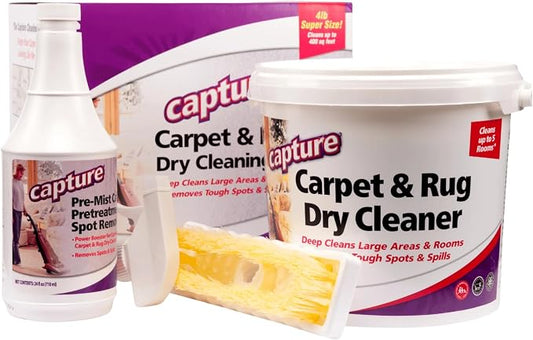 Capture Carpet Total Care Kit 400 - Carpet Deodorizer & Freshener Powder - Spot & Stain Remover - Pet Odor Eliminator - Fresh Natural Scent - Dry Rug Powder Cleaner w/Pre-Mist Spray