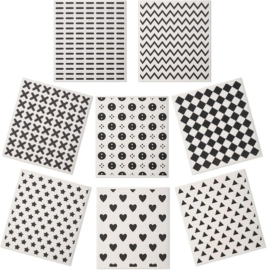 Lucomb 8 Pack Swedish Kitchen Dishcloths, Reusable Dish Cloth Paper Towels Washable Decorative Cleaning Cloths Sponge Wipes for Dish Washing, Super Absorbent & Quick Drying