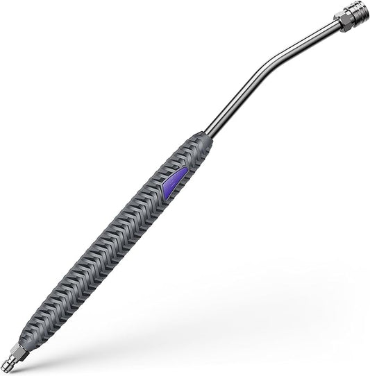 Pressure Washer Extension Wand, Pressure Washer Wand 1/4 Quick Connect | 304 stainless steel, 21 in, 20 degree angled end, anti-slip ribbed grip, 1/4 quick connect, 5000 PSI, 12 GPM