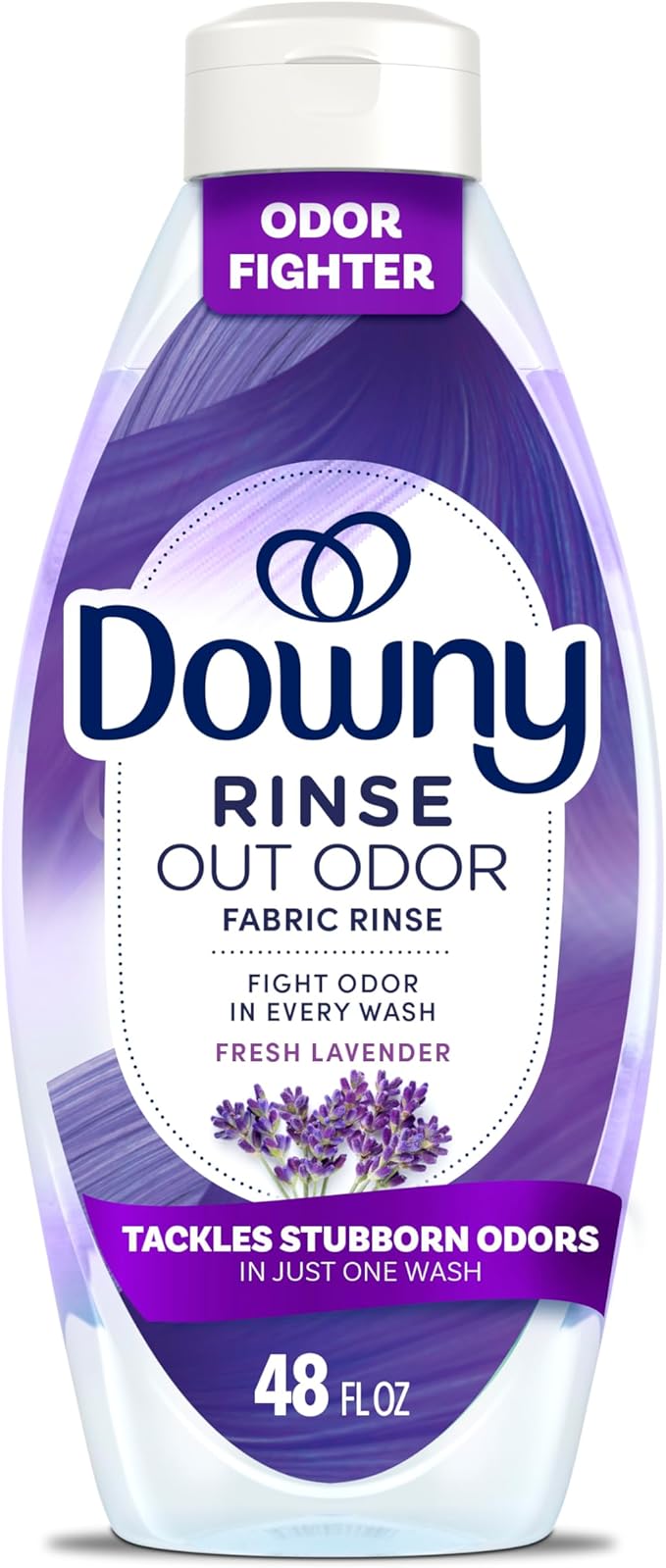 Downy RINSE & REFRESH Laundry Odor Remover and Fabric Softener, Fresh Lavender, 48 fl oz, Safe on ALL Fabrics, Gentle on Skin, HE Compatible