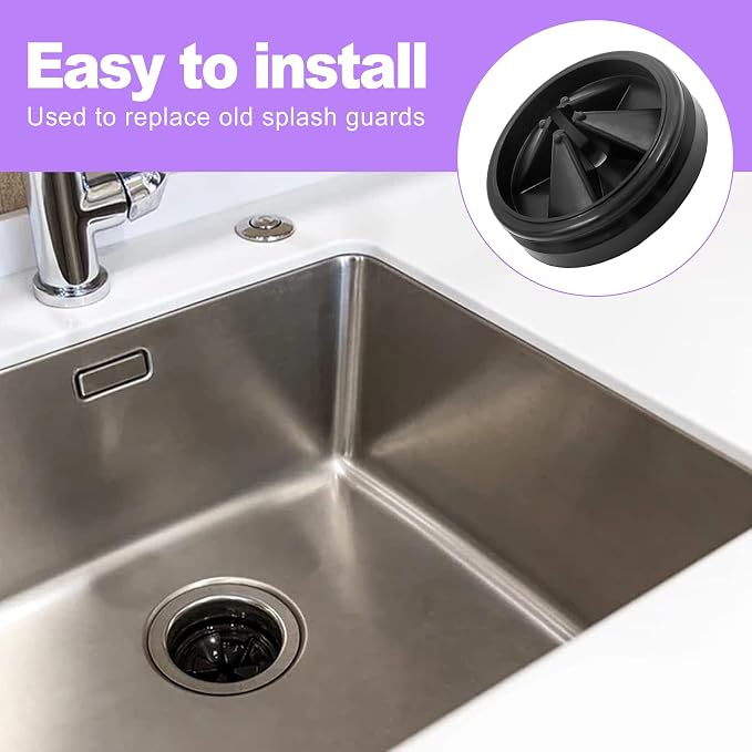 2 Pack Garbage Disposal Splash Guard for 3-3/8 Inch Drains, Removable Rubber Sink Baffle Replacement, Quiet Collar and Drain Cover for Kitchen Sink Disposers